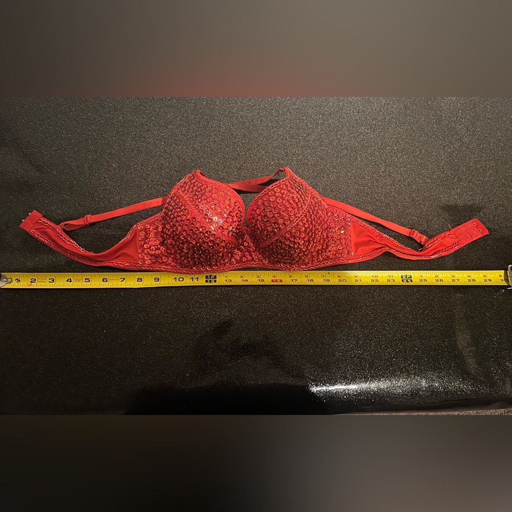Red Sequin Embellished Bra - Picture 8 of 9